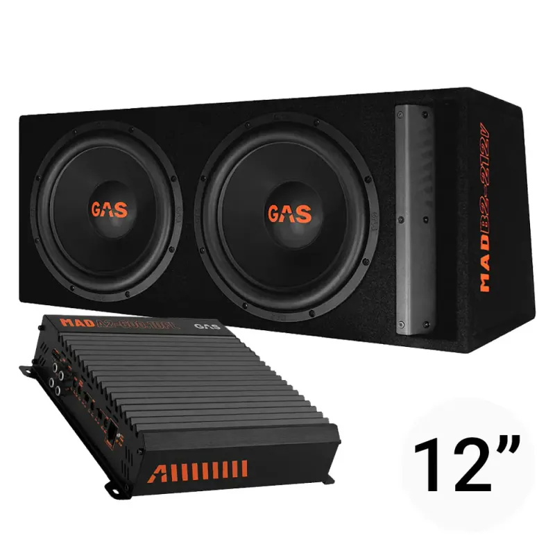 GAS MAD Basspakke med 2x12`` kasse og forsterker på 600W RMS