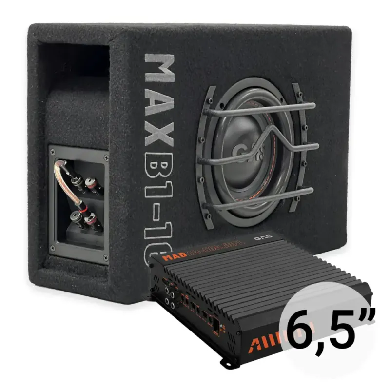 GAS 6.5`` basspakke. 6,5`` MAD subwoofer i kasse og forsterker MAX 600W RMS